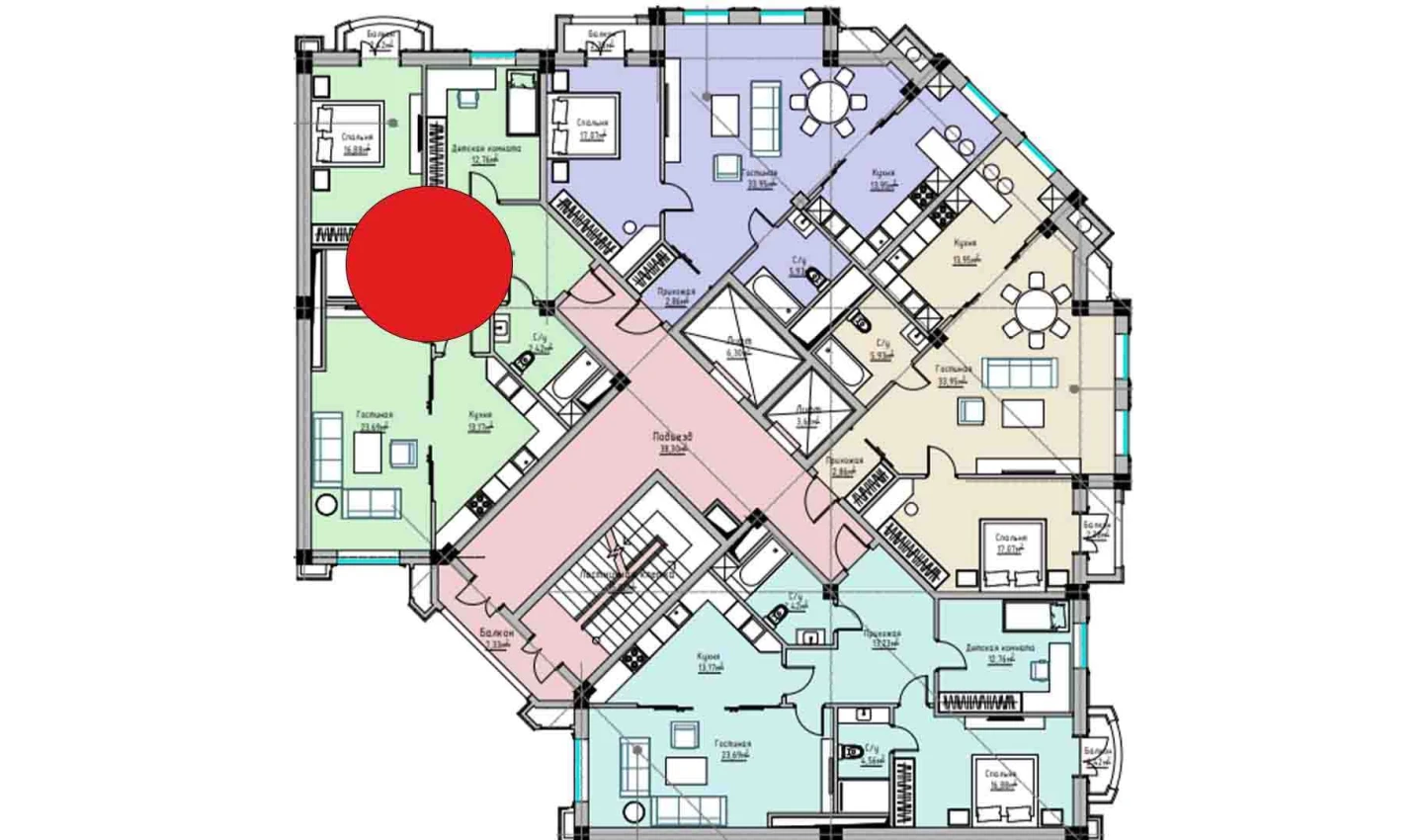 3-комнатная квартира 96.48 м²  3/3 этаж