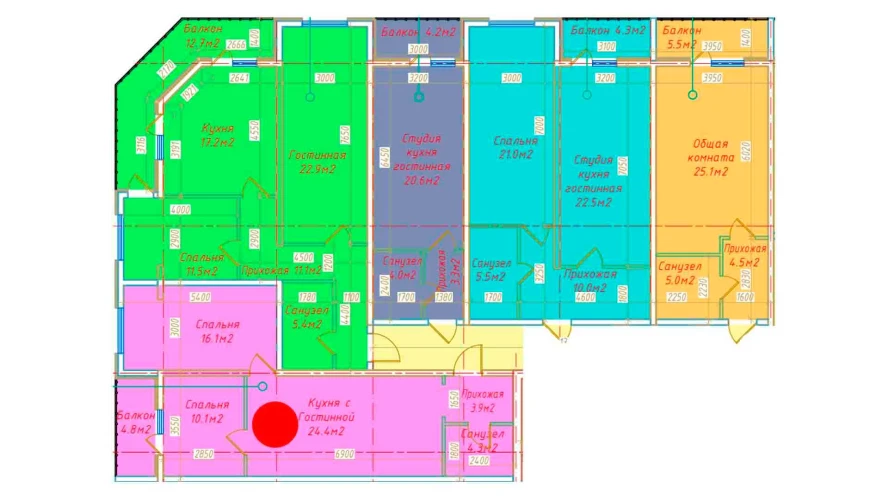 2-xonali xonadon 63.6 m²  16/16 qavat