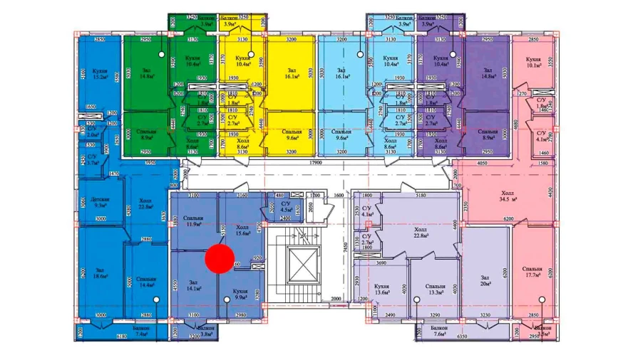 2-комнатная квартира 59.2 м²  9/9 этаж