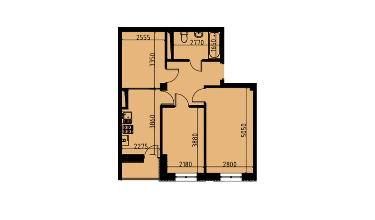 2-комнатная квартира 53.27 м²  4/4 этаж