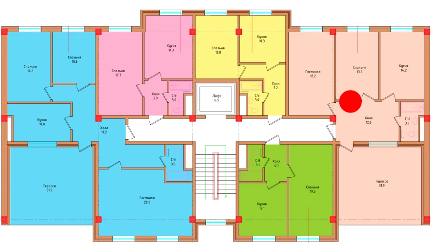 2-комнатная квартира 73.23 м²  8/8 этаж