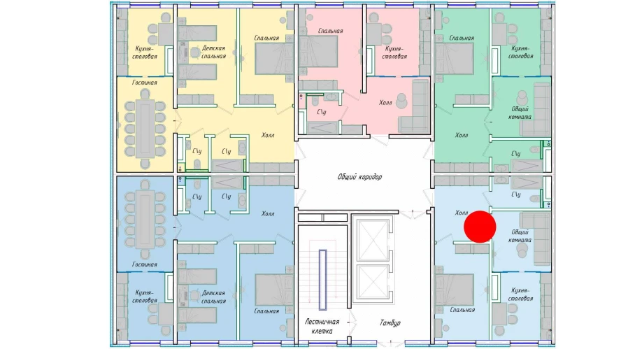 2-комнатная квартира 54.93 м²  1/1 этаж