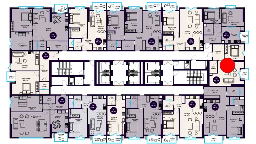 2-комнатная квартира 52.47 м²  6/6 этаж