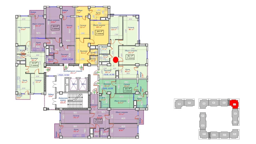 3-комнатная квартира 98.2 м²  10/10 этаж