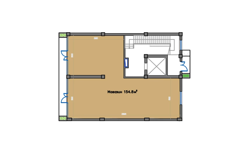 1-xonali xonadon 154.8 m²  1/1 qavat