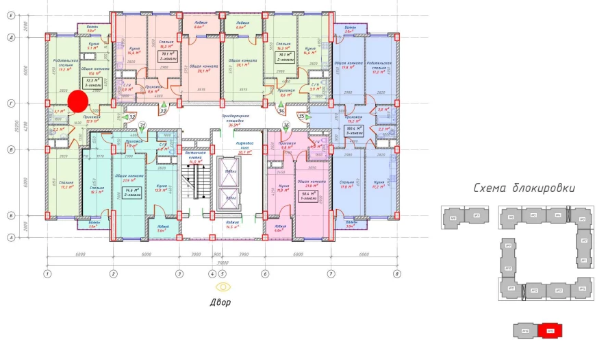 3-xonali xonadon 72.3 m²  15/15 qavat