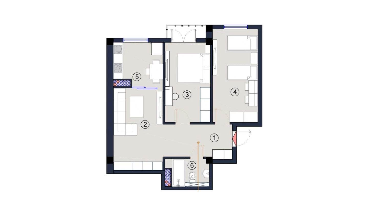 2-комнатная квартира 67 м²  8/8 этаж