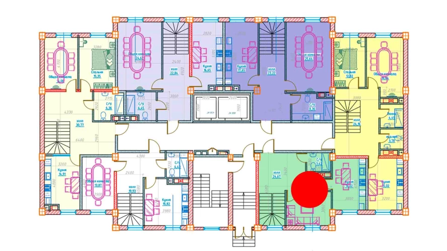 1-комнатная квартира 54.05 м²  1/1 этаж