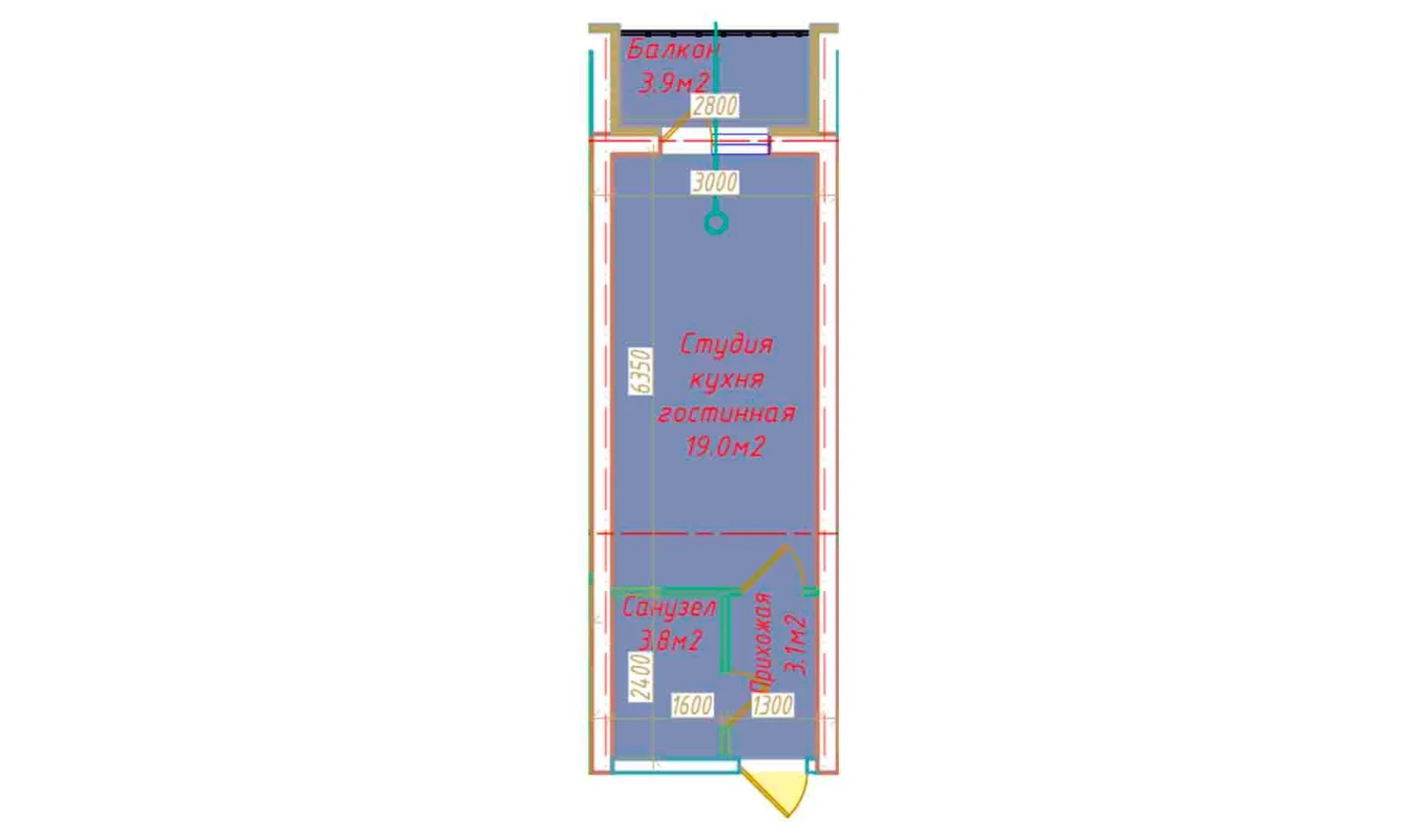 1-xonali xonadon 29.8 m²  4/4 qavat