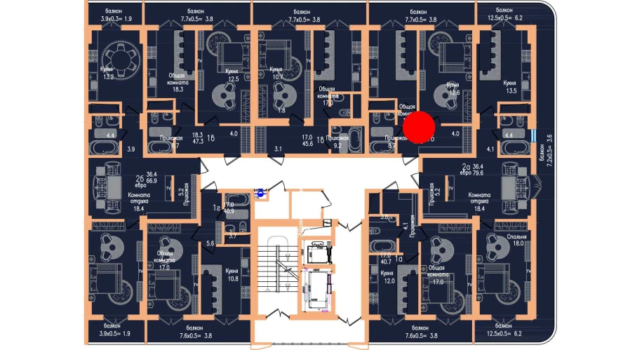 1-комнатная квартира 47.3 м²  10/10 этаж