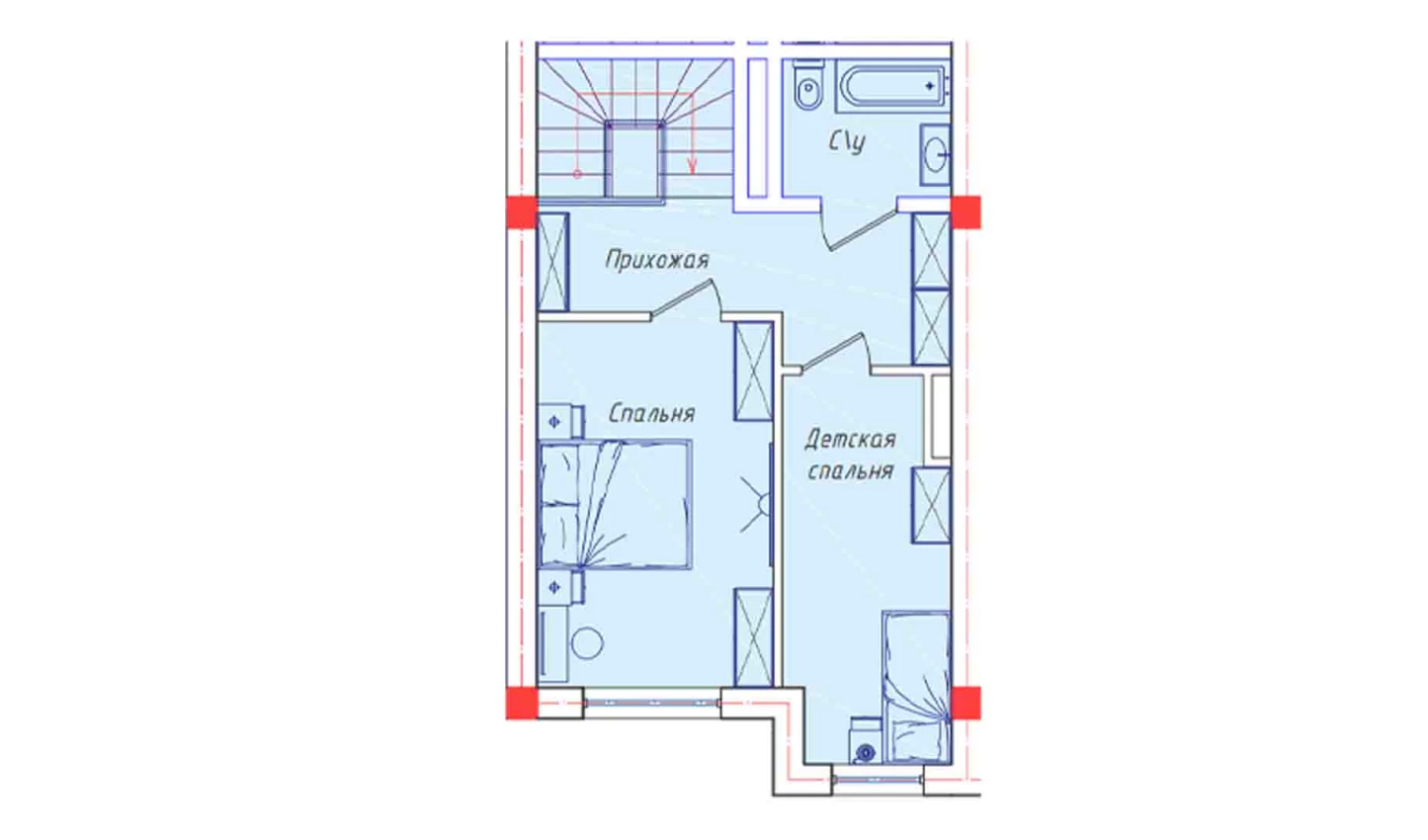 3-комнатная квартира 69.1 м²  8/8 этаж