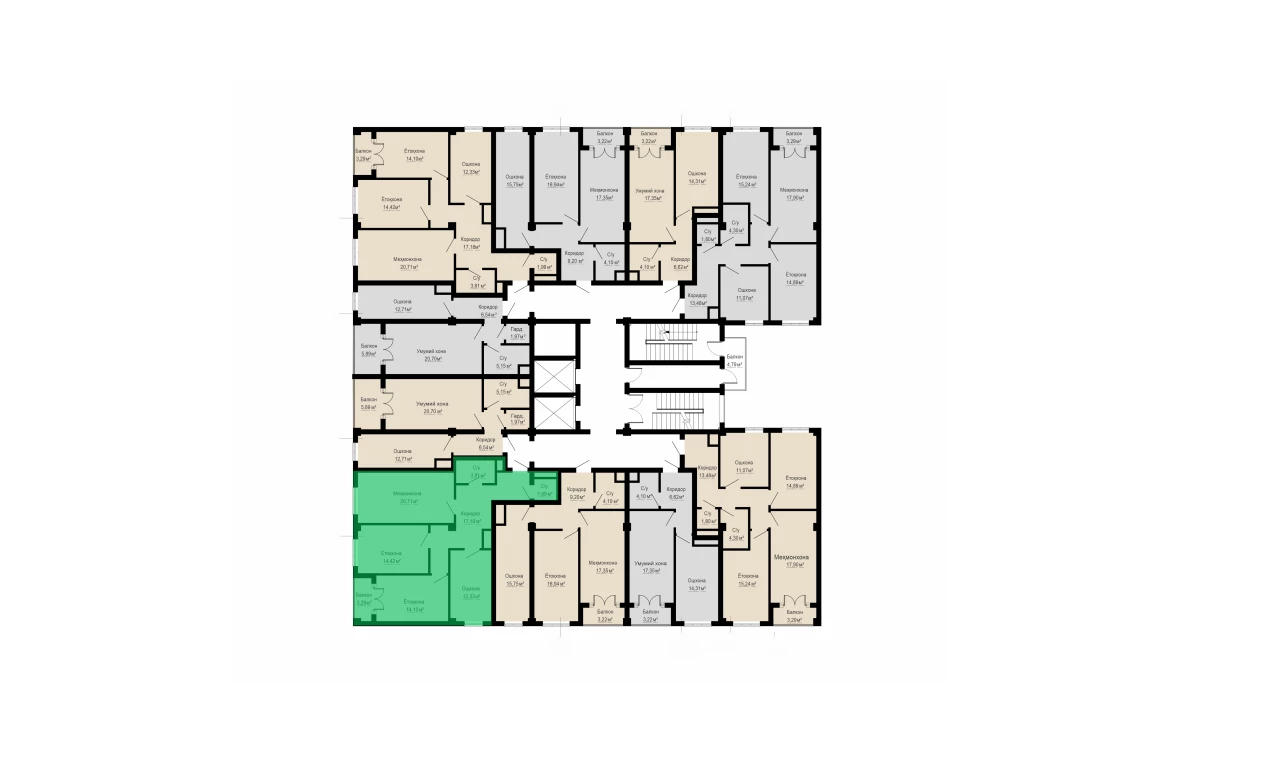 3-комнатная квартира 87.8 м²  5/5 этаж