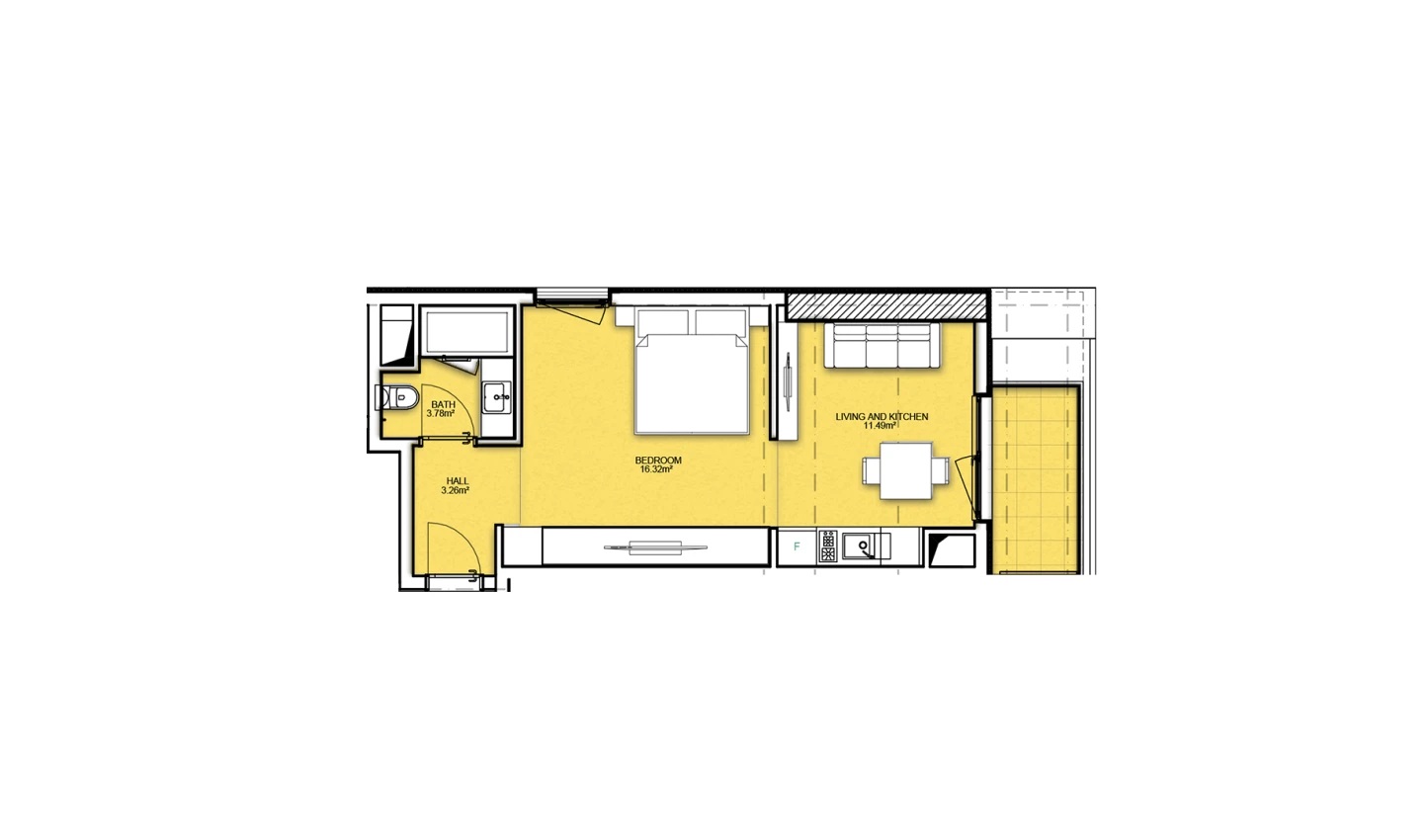 1-комнатная квартира 39.76 м²  16/16 этаж