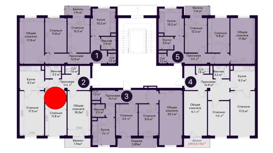 3-комнатная квартира 75.4 м²  4/4 этаж