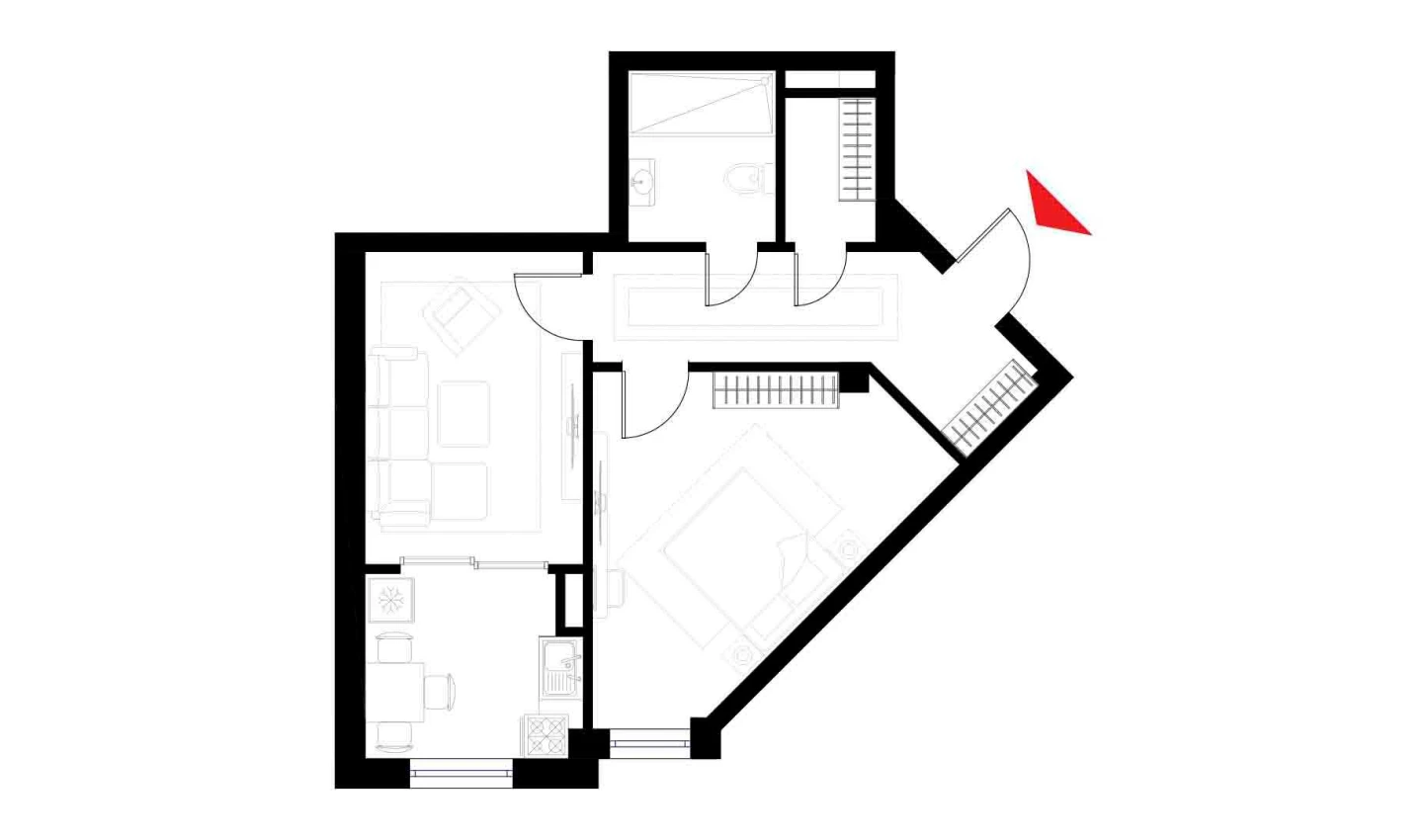 2-комнатная квартира 54.2 м²  2/2 этаж