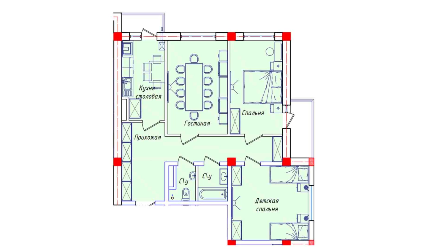 7-xonali xonadon 154.4 m²  7/7 qavat