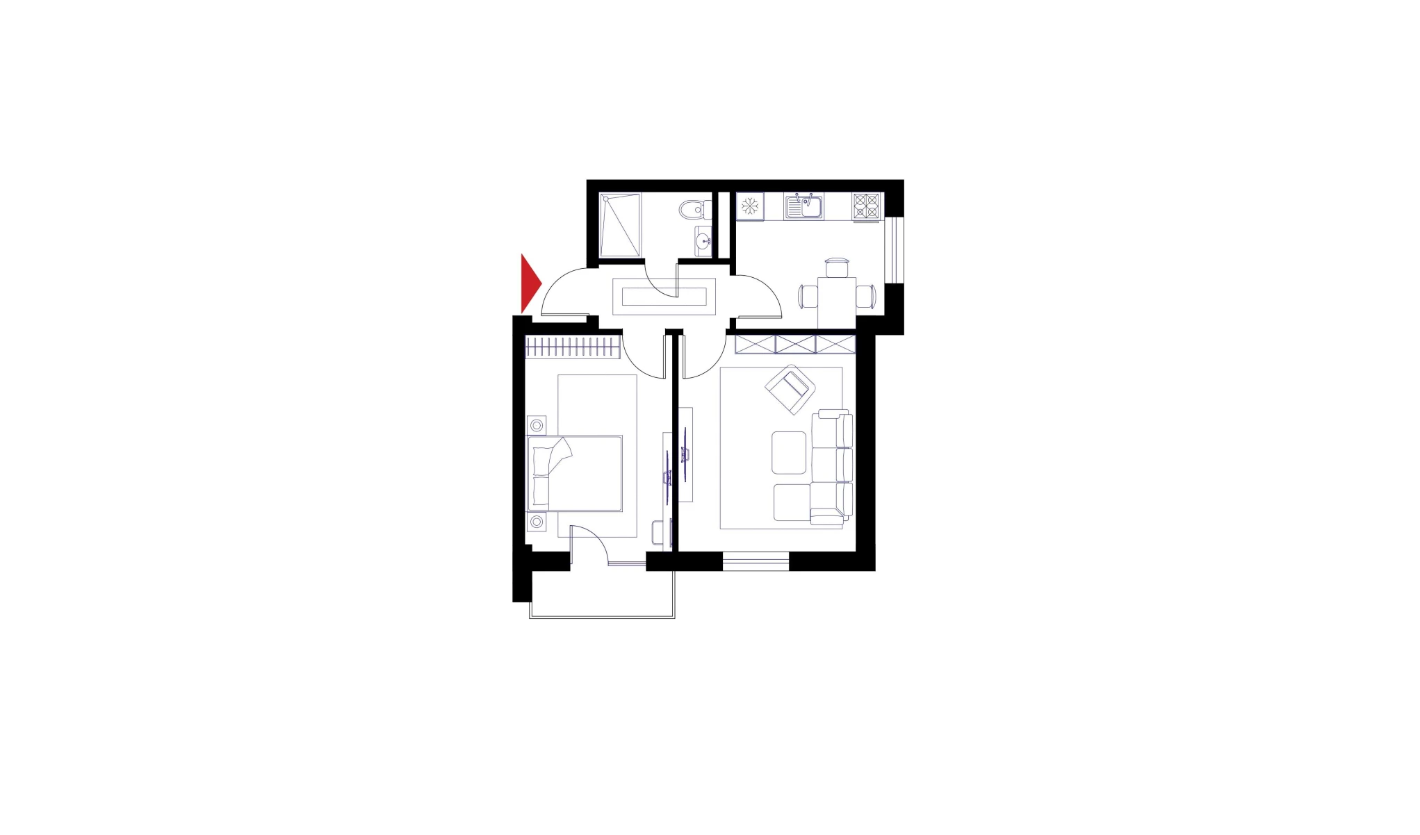 2-комнатная квартира 49.2 м²  2/2 этаж