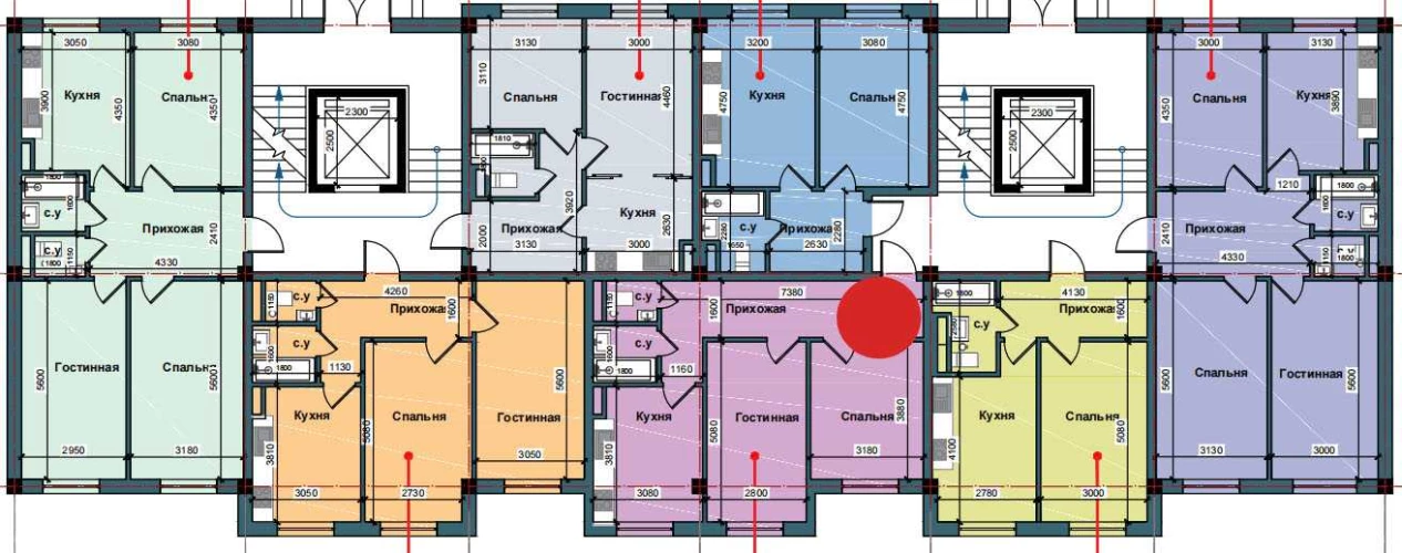 2-комнатная квартира 53.5 м²  1/1 этаж