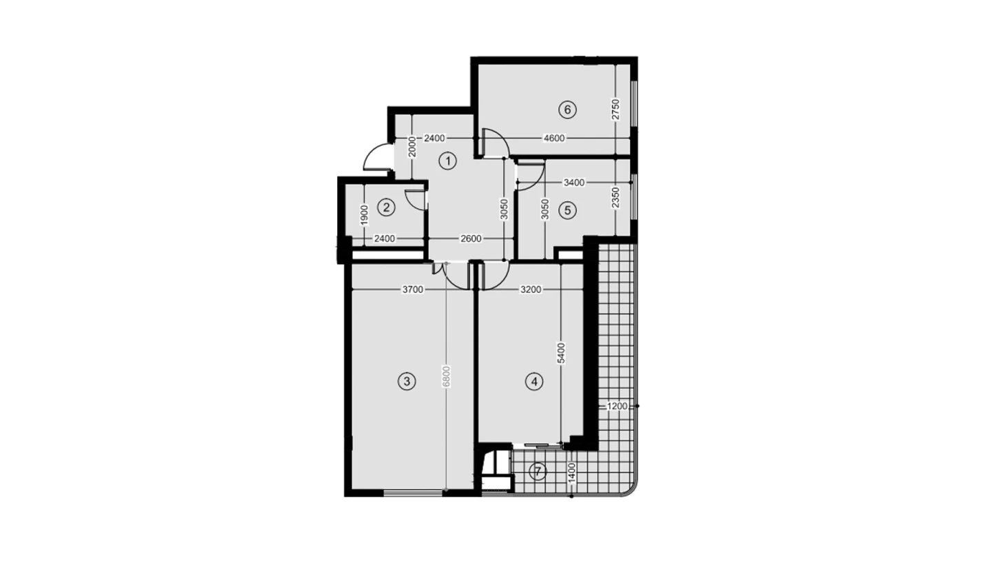 4-комнатная квартира 89 м²  7/7 этаж