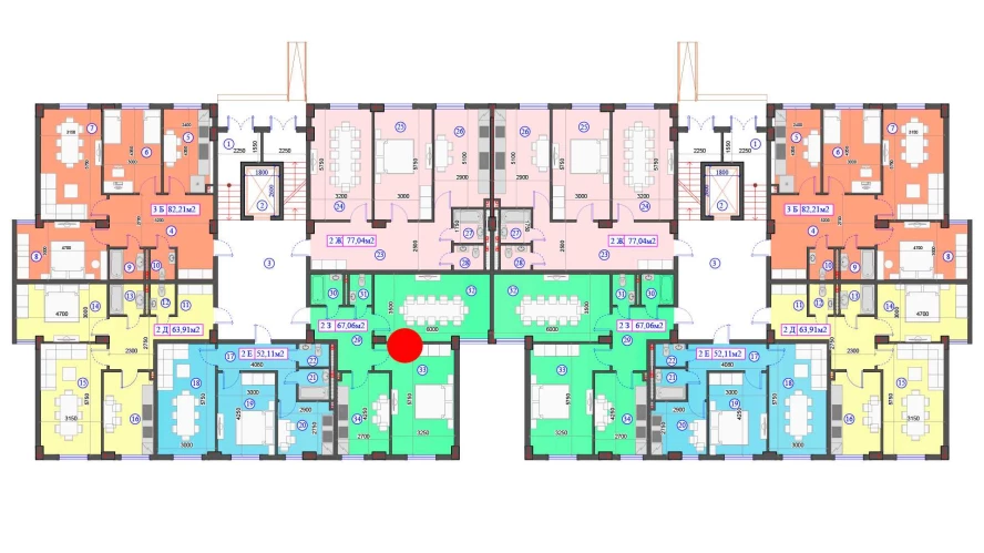 2-комнатная квартира 67.06 м²  1/1 этаж