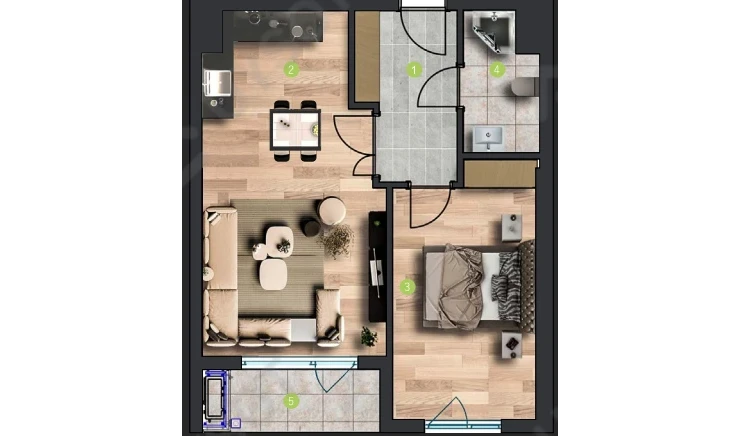 2-комнатная квартира 56.6 м²  2/2 этаж