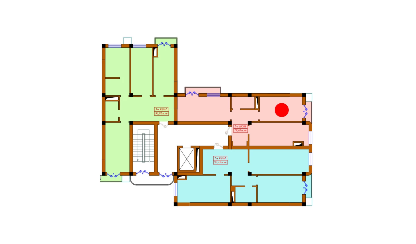 2-комнатная квартира 74.8 м²  2/2 этаж