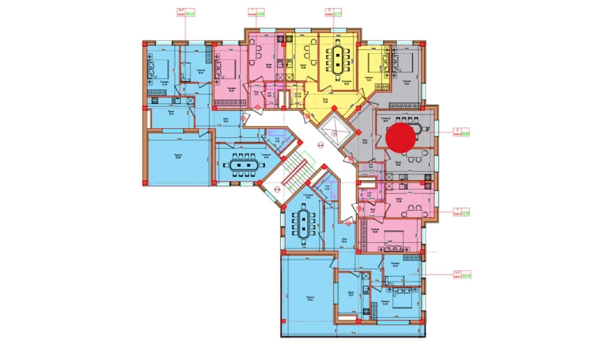 2-xonali xonadon 68.8 m²  8/8 qavat