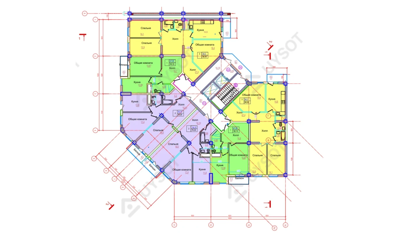 1-комнатная квартира 47 м²  3/3 этаж