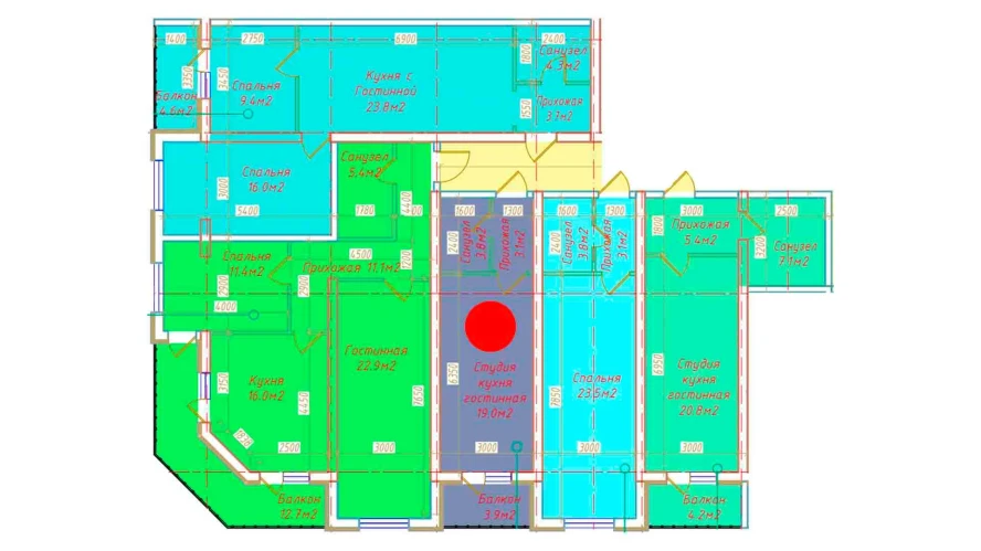 1-xonali xonadon 30.4 m²  4/4 qavat