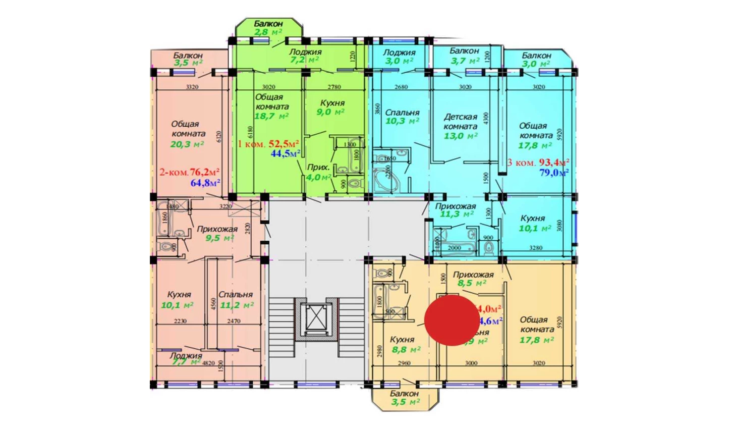 2-комнатная квартира 64 м²  2/2 этаж