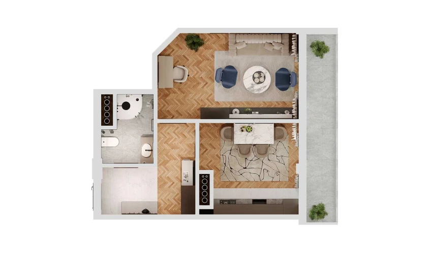 2-xonali xonadon 52.6 m²  12/12 qavat | SOKIN SOHIL Turar-joy majmuasi