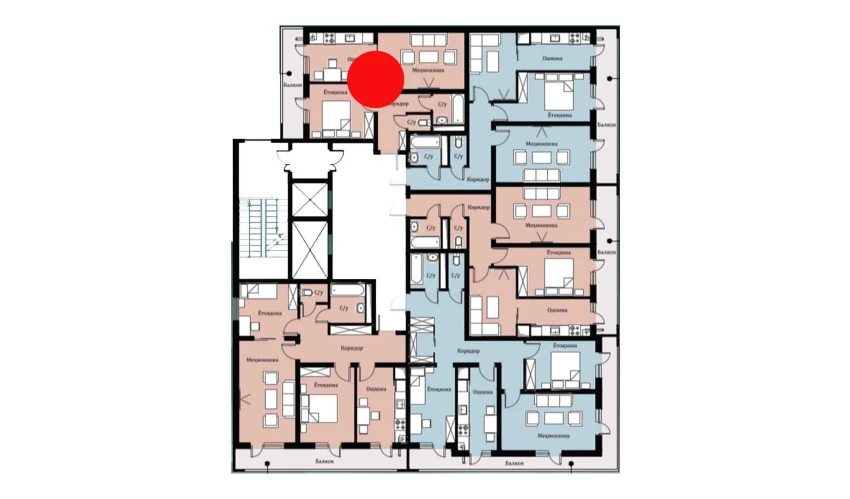 2-xonali xonadon 44.89 m²  8/16 qavat | SOKIN DIYOR Turar-joy majmuasi