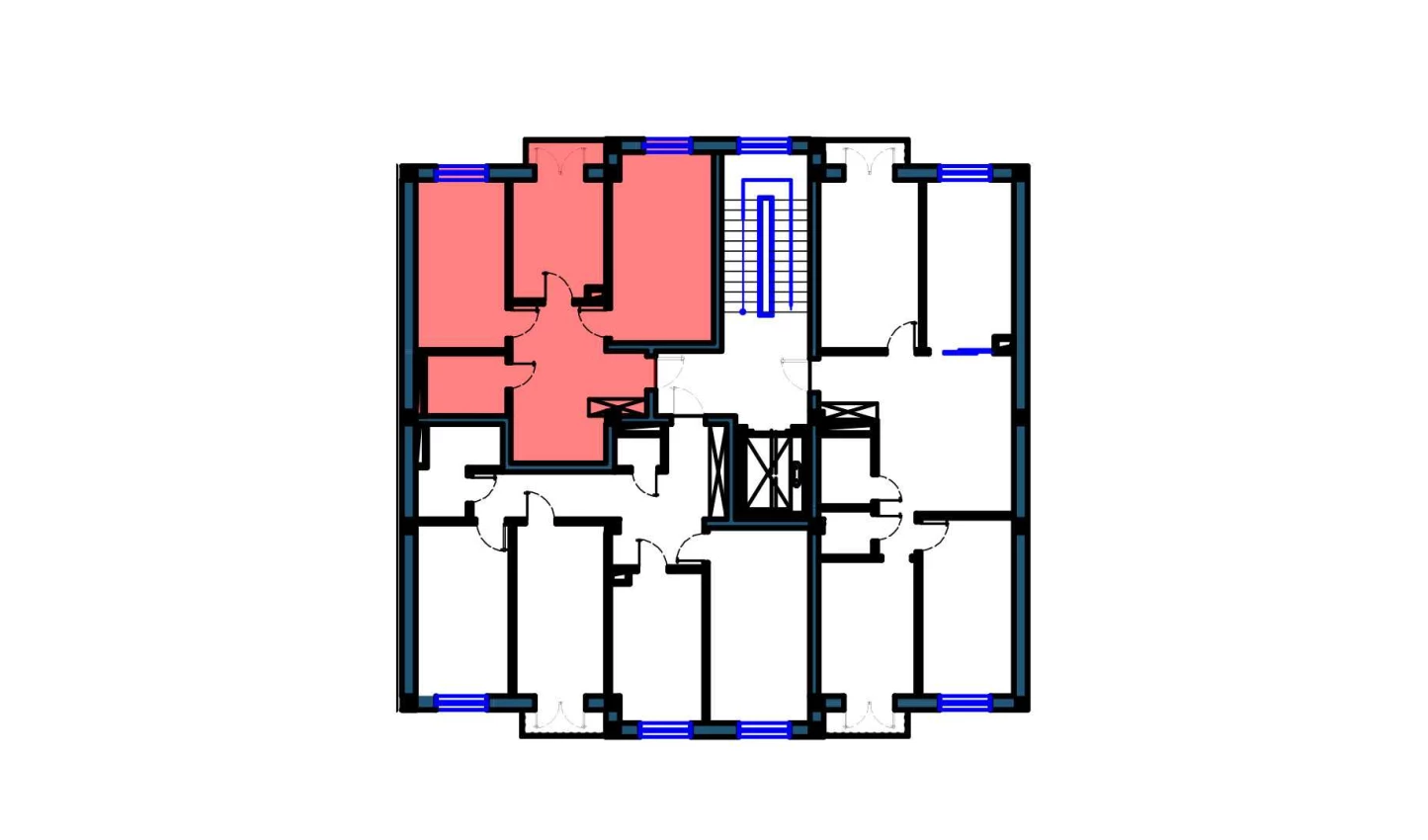 2-комнатная квартира 62 м²  8/8 этаж