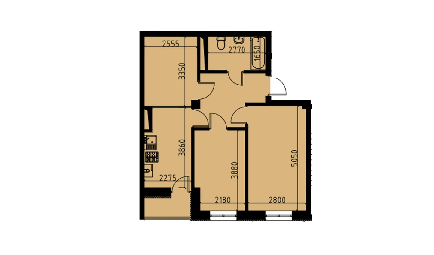 2-комнатная квартира 53.27 м²  9/9 этаж