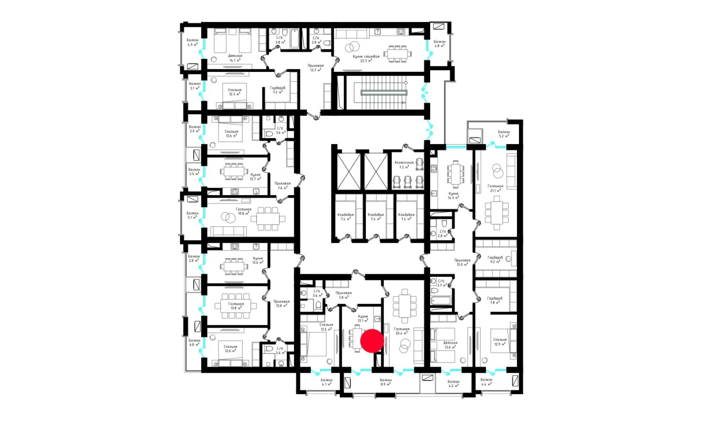 2-комнатная квартира 70.5 м²  5/5 этаж