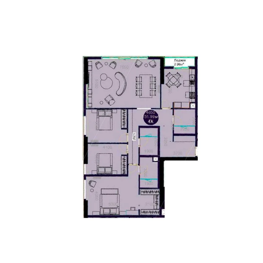 4-комнатная квартира 151.99 м²  2/2 этаж