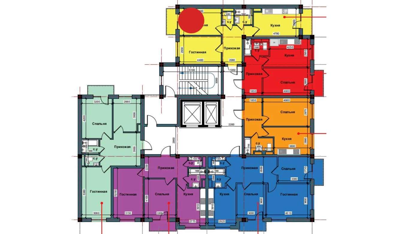 2-xonali xonadon 61.7 m²  9/9 qavat