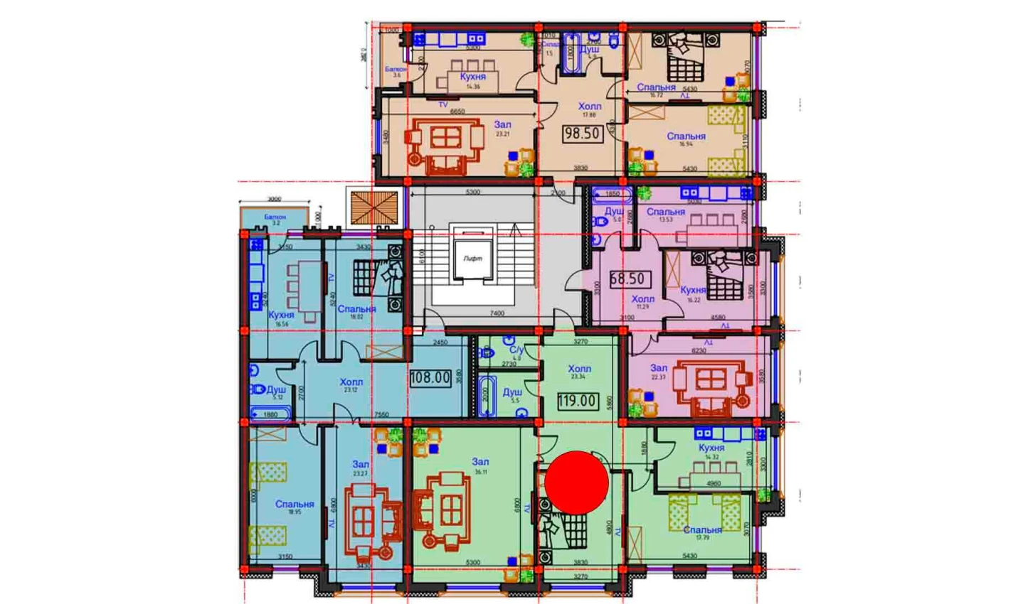 3-комнатная квартира 119 м²  2/2 этаж