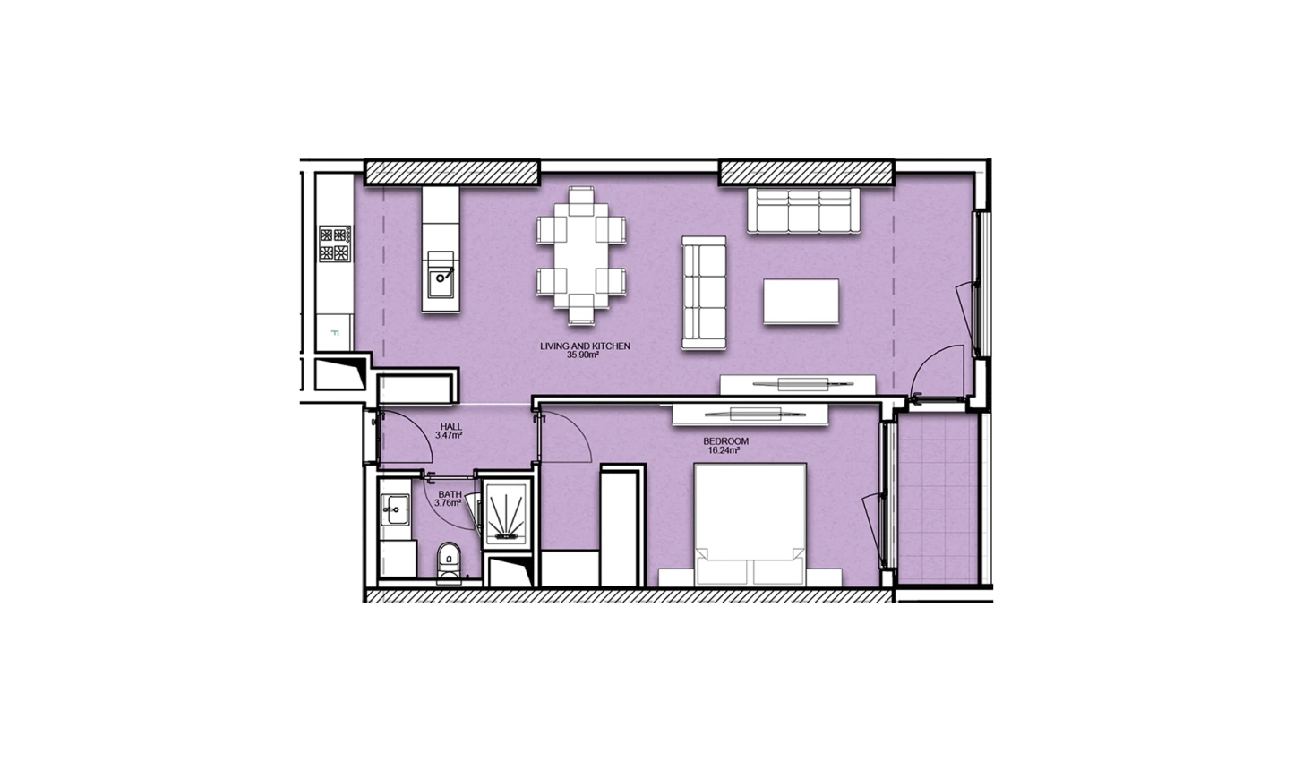 2-комнатная квартира 65 м²  7/7 этаж