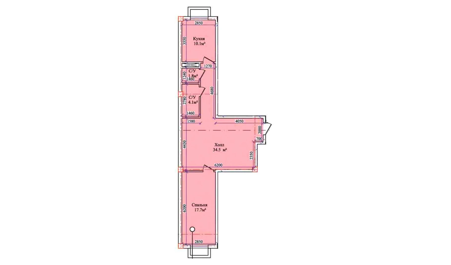 3-xonali xonadon 69.4 m²  1/1 qavat