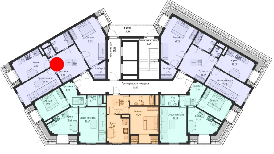 2-комнатная квартира 78.21 м²  15/15 этаж