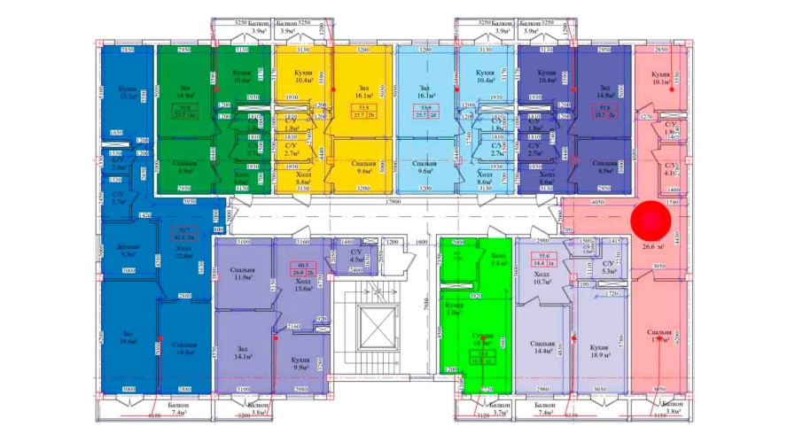 2-xonali xonadon 65.6 m²  9/9 qavat