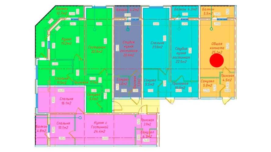 1-xonali xonadon 40.1 m²  7/7 qavat