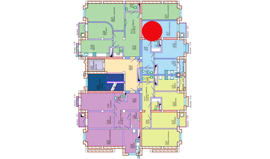 2-комнатная квартира 57.08 м²  2/2 этаж