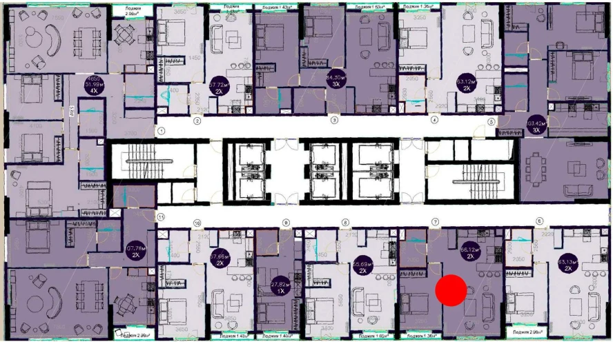 2-комнатная квартира 66.12 м²  2/2 этаж