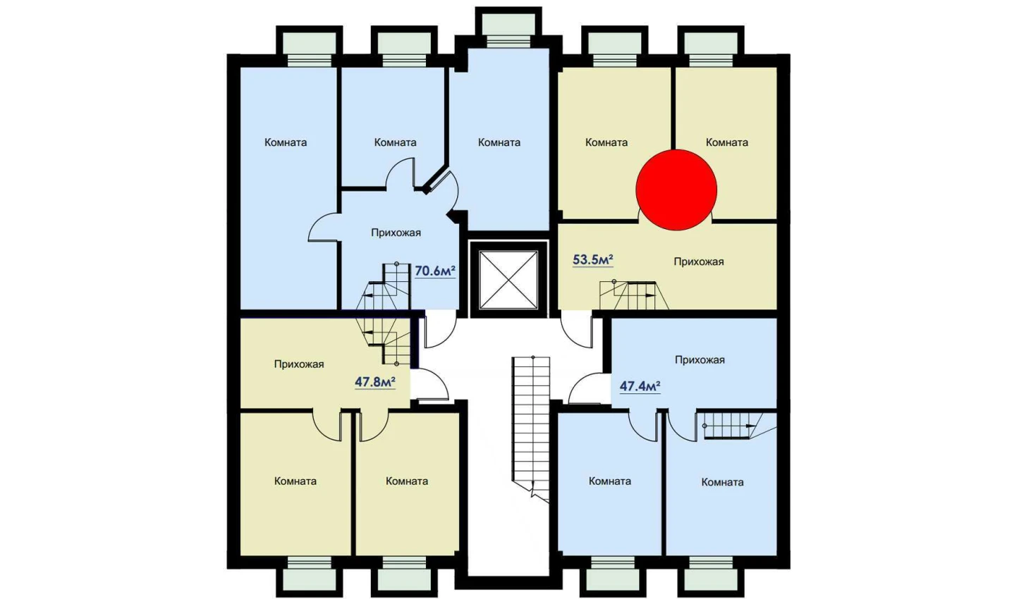 2-комнатная квартира 55 м²  1/1 этаж