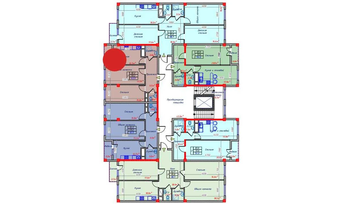 2-комнатная квартира 62.5 м²  9/9 этаж