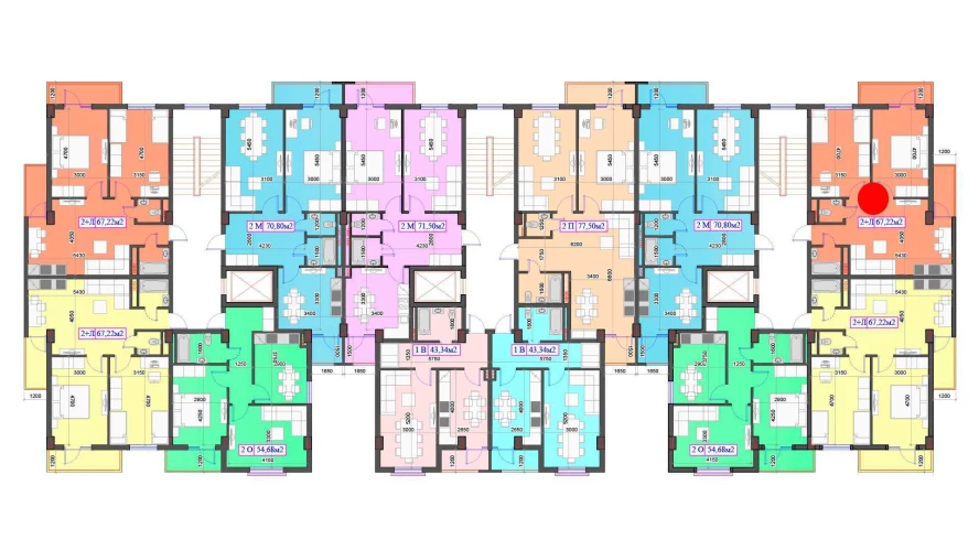 2-комнатная квартира 67.22 м²  6/6 этаж