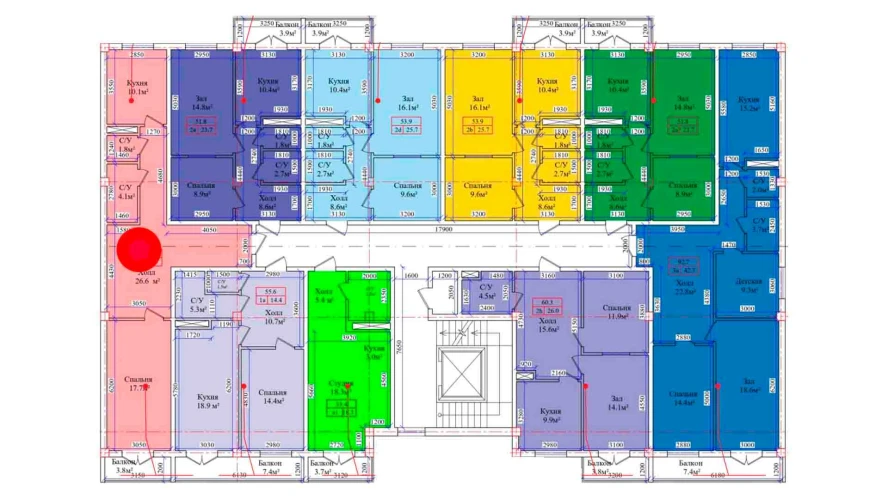 2-xonali xonadon 65.6 m²  7/7 qavat