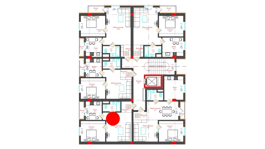 2-комн. квартира 50.3 м²  7/12 этаж | Жилой комплекс CHINARA PARK